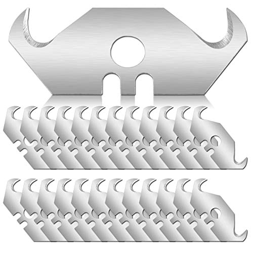Bonsicoky 100PCS Utility Hook Blades Steel Razor Blades Safety Horn Knife Blades with Storage Box for Cutting Carpets, Wallpaper, Roofing Materials by Bonsicoky - Used condition - US$11.09