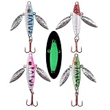 Ice Fishing Jigs Lure 4pcs Treble Hooks Jig Head Weghited Metal Lures Spinner Blade Winter Ice Fishi