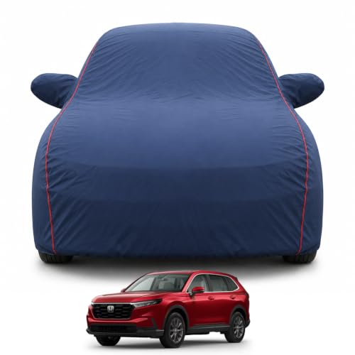 Image of Premium Car Cover for Honda's CRV 2018-2026 Models | Waterproof, UV & Dust Protection | Mirror & Antenna Pocket | Triple Stitched, Soft Inner Lining, Belt & Buckle (Navy Blue)