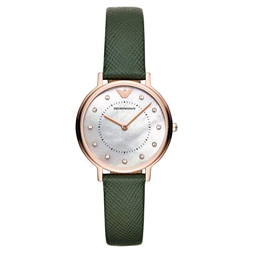Preisvergleich Produktbild Emporio Armani Damen Analog Quarz Uhr mit Leder Armband AR11150