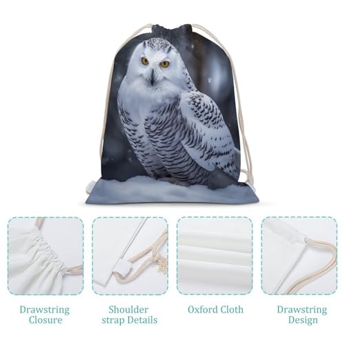 Canvas Drawstring Backpacks Arctic Owl Sports Gym Pull String Bags Lightweight for Men Women4