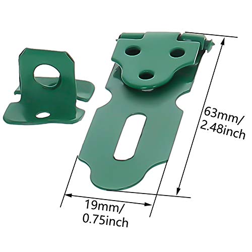 Image of Hasps, Padlock Locking Hasp Staple Iron Safety Door Clasp Gat, Lock Latch Door Cabinet Swivel Clasp Latch Green,（Aicosineg）