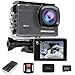 Apexcam M90 mit 64G Karte Action Cam 4K60FPS 64MP WLAN EIS Bildstabilisierung Sportkamera mit Touchscreeen Unterwasserkamera 40m Wasserdicht 8X Zoom 2.4G Fernbedienung 2x1350mAh Akkus mit Zubehör-Set
