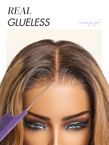 Image of LUVME HAIR All-Day Comfort Loose Body Wave 5x5 Lace Front Wigs Human Hair Glueless Wigs Human Hair Pre Plucked Pre Cut Long Mix Brown Highlight Wig Lace Closure Wigs Frontal Wigs 22 Inches