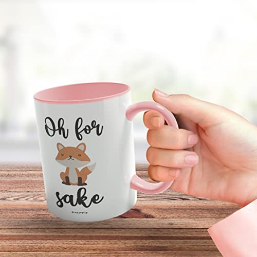 Stuff4 Oh for Fox Sake Mug 11oz Ceramic Dishwasher Safe Premium Pink Handle Mugs Fox Gifts - Image 3