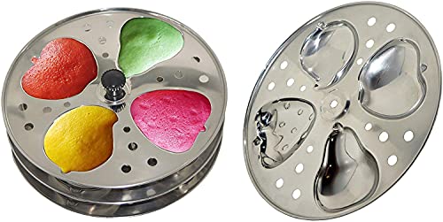 Anjali Kitchenware Stainless Steel 4 Layer Fruit Shaped Idli Plate and Stand (Silver)