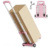 YADUFA Mini Small Folding Hand Truck Dolly with 2 Tank Wheels, Expandable Base Plate Utility Luggage Cart with 1 Elastic Ropes, Portable Dolly Cart for School Travel Office Moving