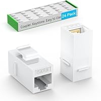 Sokqovt CAT6 RJ45 Keystone Koppler (24 Stück), Cat6 Keystone Jack Buchse auf Buchse, Cat 6 Inline-Keystone-Buchsen für Wandplatte und Patchpanel, RJ45 Ethernet-Koppler, Weiß – Ansicht 1