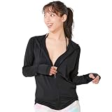 FELLOW ラッシュガード UVカット 接触冷感 パーカー レディース フードあり 長袖 指穴つき UPF50 + 水陸両用 水着 ブラック×ブラック LLサイズ