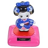 HAWILLOSCH ソーラー式着物人形 車用飾り かわいい頭振りフィギュア 電池不要 卓上や車内の装飾に