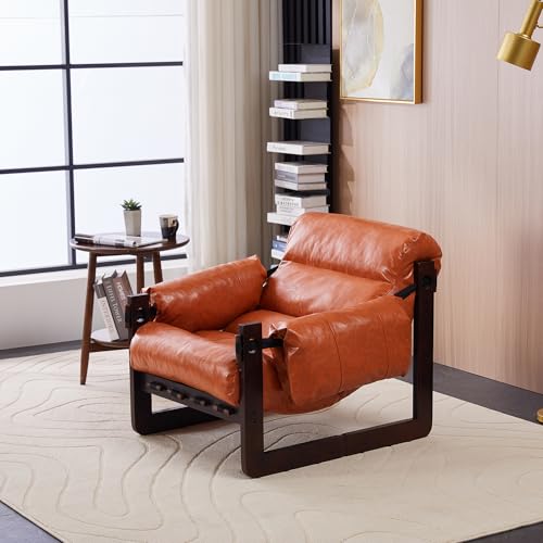Sillón Vintage Piel encerada Naranja miniatura 1