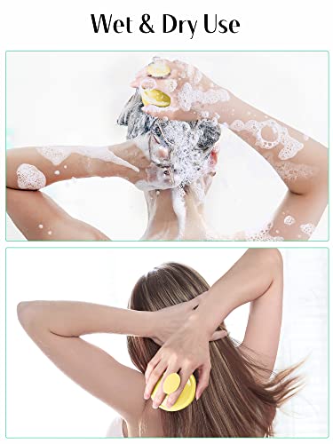 Image of HEETA Scalp Massager with Soft Silicone Bristles - Promotes Hair Growth, Exfoliates Scalp, Removes Dandruff, and Enhances Shampoo Cleansing, Yellow