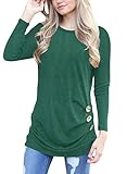 NICIAS Womens Long Sleeve Casual Crew Neck Loose Tunic Tops Blouse T-Shirt Sweater(Green, Small)