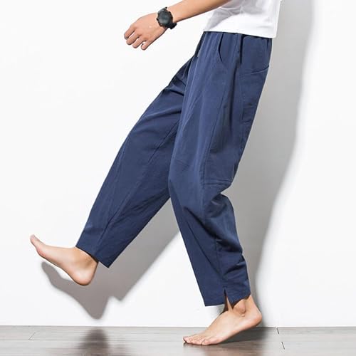 Men's Linen Harem Pants Loose Fit Drawstring Waist Casual Lightweight Yoga Pants Beach Summer Trousers Relaxed Fit4