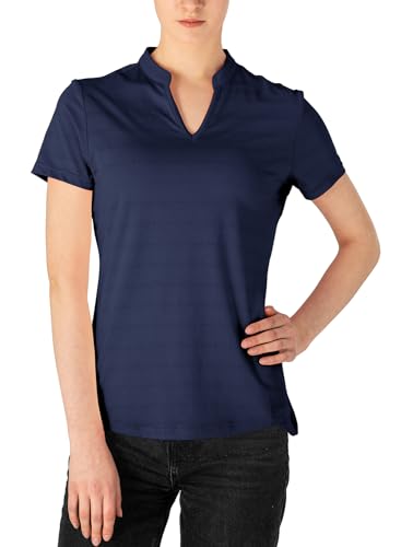 Image of Gopune Women's V Neck Golf Polo Shirts Collarless Short Sleeve Lightweight Quick Dry Tennis Running T-Shirts