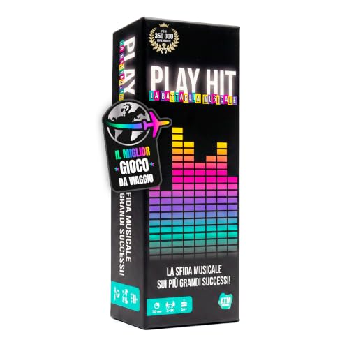 ATM Gaming PLAY HIT - Gioco da Tavolo Musicale - Blind Test, Karaoke e Quiz per Feste - 2 a 10 Giocatori - Perfetto per Serate, Famiglie e Amici - Ideale gioco da viaggio - Italiano