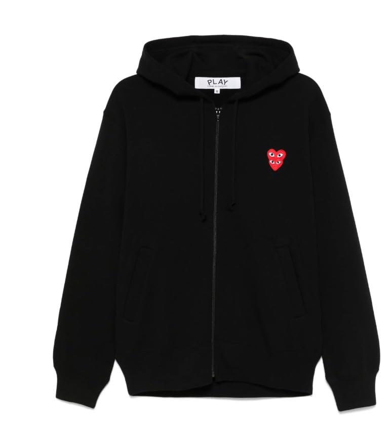 Comme Des Garcons Play Double Heart Zip Hoodie, Black