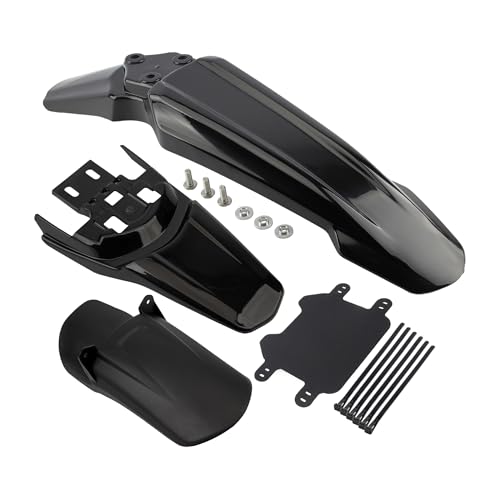 PowerMotor Surron Front Rear Fender Kit with Number Plate Motorcycle Shock Absorber Mudguard Replacement for Light Bee Sur Ron S X Segway X160 X260 Motorcycle Electric Dirt Pit Bike Off Black