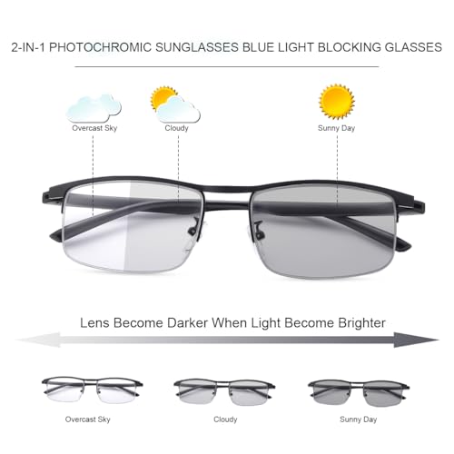 Image of Photochromic Blue Light Blocking Glasses UV400 Anti Eyestrain Computer Gaming Blue Light Screen Blocker Glasses Clear Lens Anti Glare Eye Protection Eyewear for Men Women