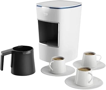 Beko BKK2300 Turkish Coffee Machine | Automatic Coffee Maker | 1–3 Cups | CookSense Anti-Overflow | One-Touch Operation | Compact Design | White