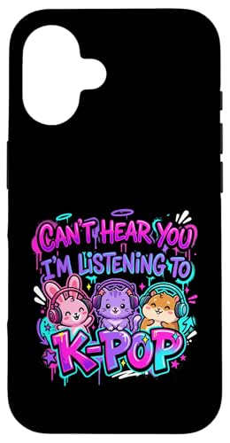 Can't Hear You I'm Listening To K-Pop Animals �ʔ��� �X�}�z�P�[�X iPhone 16 �p
