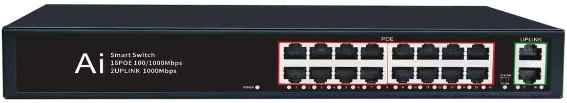 8Port Gigabit PoE Switch with 2Uplink Gigabit Ports, 10Port Unmanaged Ethernet PoE Switch with 120W Power, Support IEEE802.3af/at, VLAN, Metal Housing, Plug & Play (EW-08G20GB)