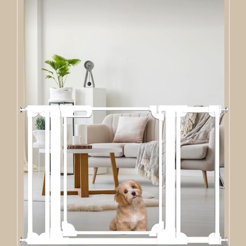 Image of WAOWAO Clear Baby Gate for Stairs Modern Design Acrylic Auto Close Pet Gate, 29.52-47.24" Wide Safety Baby Gate for Doorways,White Clear Dog Gates Indoor, Hallways,Kitchen