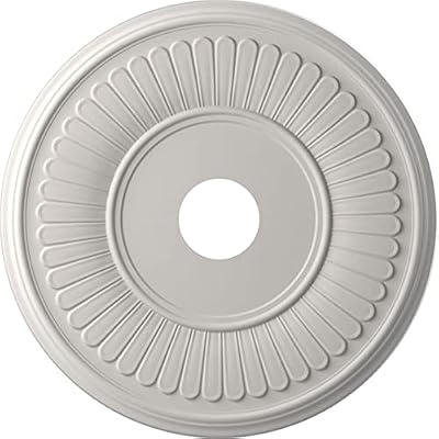 Ekena Millwork CMP19BEGBW Berkshire Thermoformed PVC Ceiling Medallion (Fits Canopies up to 8 3/8"), 19"OD x 3 1/2"ID x 1"P, UltraCover Satin Blossom White