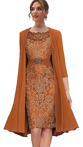 Lace Mother of The Bride Dresses with Jacket Long Sleeve Formal Dress 2 Pieces Evening Gowns for Women