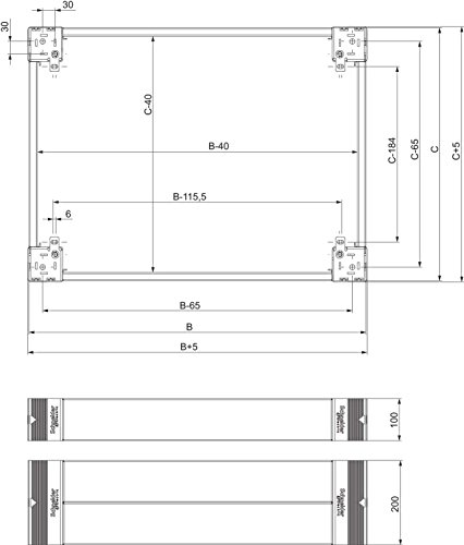 Zócalo de panel lateral 100x300mm Schneider Electric Spacial SM para montaje estructural