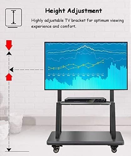 Soporte Universal Móvil para TV con Estantes, Regulable 32-65'' Negro miniatura 4