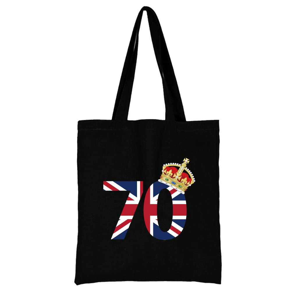 Queen Elizabeth II Platinum Jubilee 2022 Canvas reusable grocery bags,Casual Travel HandBag, Shoulder Tote Bags, Shopper bag eco friendly washable Storage bags Shopping bag Canvas bag for Women