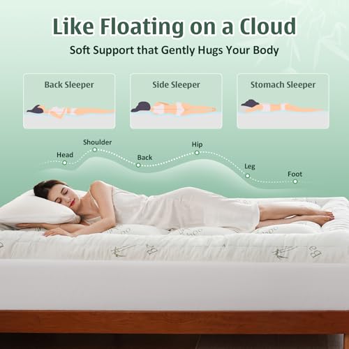 DOWNCOOL 3 Inch Queen Mattress Topper, Breathable Bamboo Viscose Air Layer — view 4