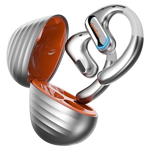 OpenRock Pro Open Ear Air Conduction Earbuds, Bluetooth 5.2 46H Playtime Wireless Sports Earbuds with Charging Case, Adjustable Ear Hooks, IPX5 Waterproof Ideal for Cycling Workouts Office