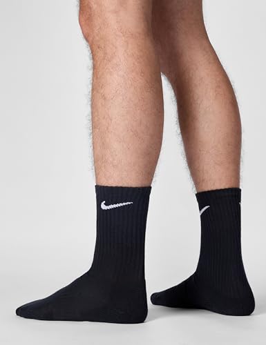 Nike Herren Everyday Lightweight Crew Trainings Socken (3 Paar), Schwarz (black/White), 42–46 (Herstellergröße: L)
