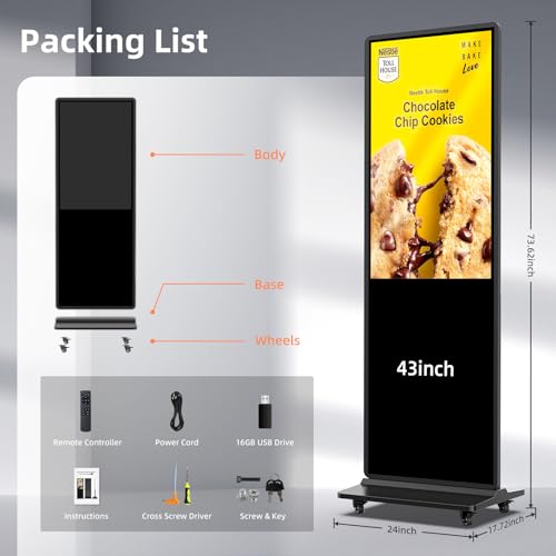 Image of 65'' Digital Signage Display Smart Android LCD Sign Kiosk Electronic Menu Board Advertising Display Screen Monitor HDMI WiFi USB 4K Media Video Player (Non Touch Screen,Black)