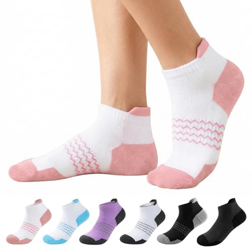 Briyat 6 Paires Chaussettes Femme Socquettes 39-42/35-38 Coton Courtes Chaussettes de Sport Respirant Anti Transpiration Antiderapante Socquettes Running