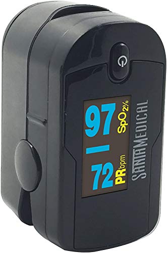 Santamedical Generation 2 OLED Fingertip Pulse Oximeter Oximetry Blood Oxygen Saturation Monitor with Lanyard - Black