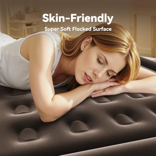 Image of DIVON Twin Air Mattress with Built in Pump Raised, 2 Min Self Inflatable Mattress, 18'' Blow up Mattress for Adults, 330 LBS Portable Air Bed for Guest, Camping, Travel & Floor, Brown