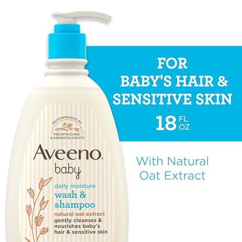 Aveeno Baby Daily Moisture Gentle Bath Wash & Shampoo with Natural Oat Extract, Hypoallergenic, Tear-Free & Paraben-Free Formula For Sensitive Hair & Skin, Lightly Scented, 532mL - Image 3