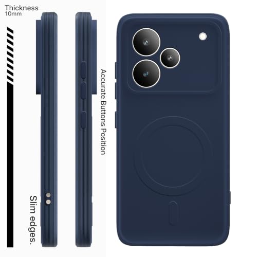 Image of Pikkme Back Cover for Realme P4 Pro 5G Soft Matte Silicone Mag-Safe Design (Mag-Safe Not Support) Camera Protection | Slim Fit Bumper Cover (Blue)