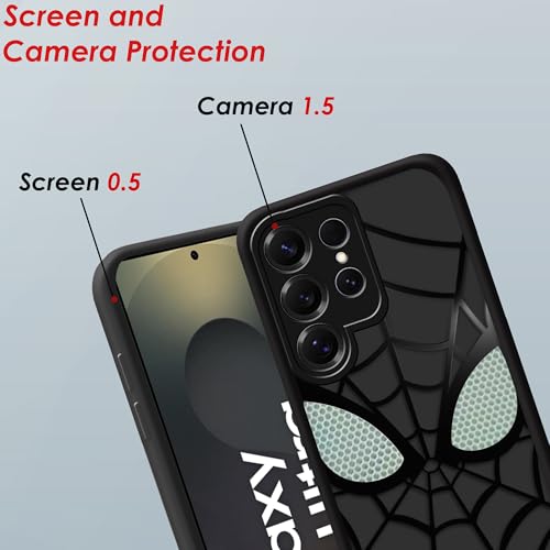 Image of Stylish Spider Back Case Cover Compatible for Samsung Galaxy S25 Ultra 5G | Spidey Face Mask Case | Soft Silicone | Camera & Full Body Protection | Shock Proof | (Black)