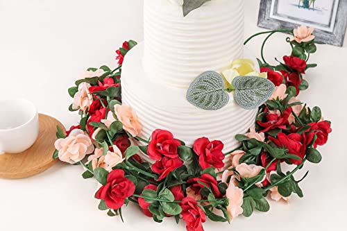 Miracliy 5 Pack 47 Ft Fake Rose Vine Flowers Plants Artificial Flower Hanging Rose Ivy Home Hotel Office Wedding Party Garden Craft Art Déco #TOP2