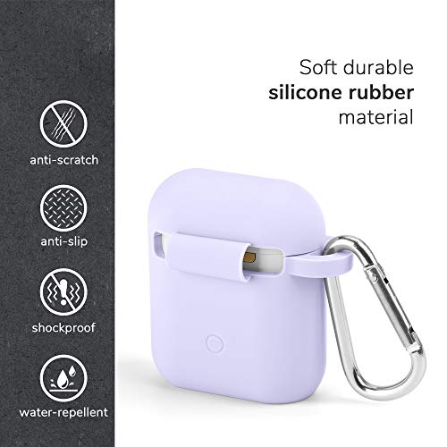 Gmyle Airpods Case Cover With Keychain, [Front Led Visible] Silicone Full Protective Wireless Charging Airpods Case Cover Skin Accessories Kit Set Compatible For Apple Airpods 2 & 1 – Lavender Purple #TOP2