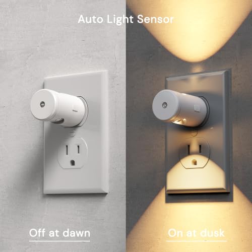 Image of L LOHAS LED Night Lights Plug into Wall, Dimmable Night Light Plug in | 3000K /5000K /Amber, 5 Lever Brightness, Nightlight Dusk to Dawn, 180 Rotatable, Bedroom, Bathroom, Hallway, White, 2Pack