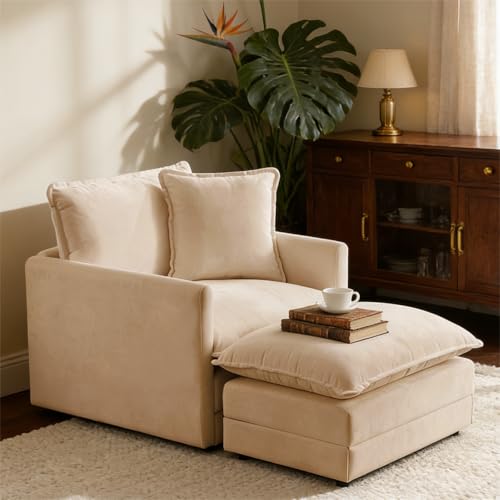 Mixcous Modular Chenille Chair with Ottoman