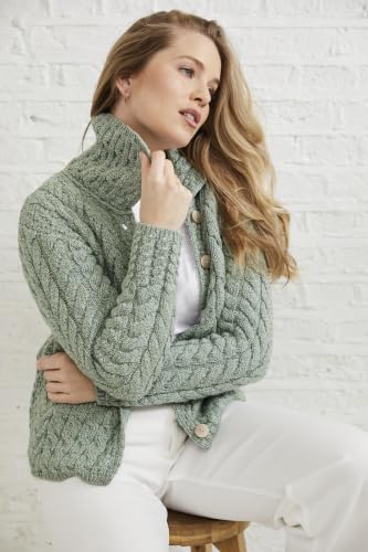 Image of Ladies Buttoned Cabled Cardigan-L