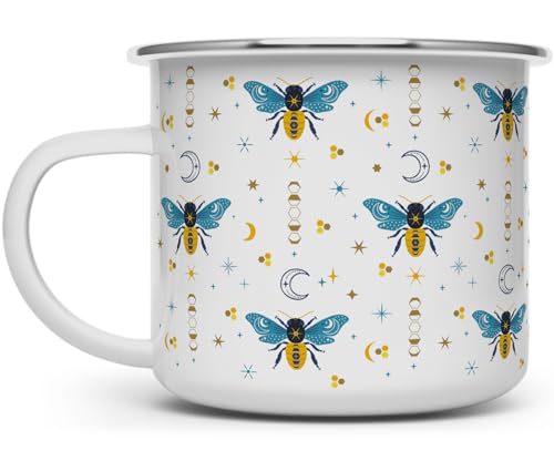 Taza Camping Esmaltada Loftipop Patrón Abeja Celestial 16oz miniatura 1