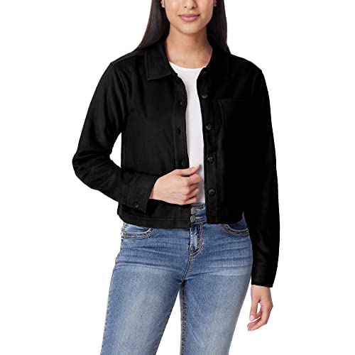 WallFlower Women's Chloe Polar Cozy Fleece Boyfriend Spring, Summer and Fall Light Shacket Jackets