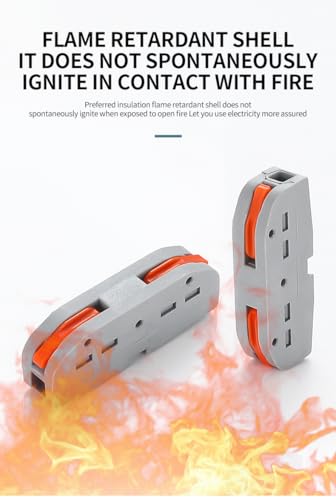Image of ZIVIK Push Wire Connector, 40Pcs 1 in 1 out Universal Connection Terminals, Circuit Inline Splices Electric Cable Connectors, Clamp with Actuation Lever, 4 mm Conductor Clamp (40, 1 In 1 Out)
